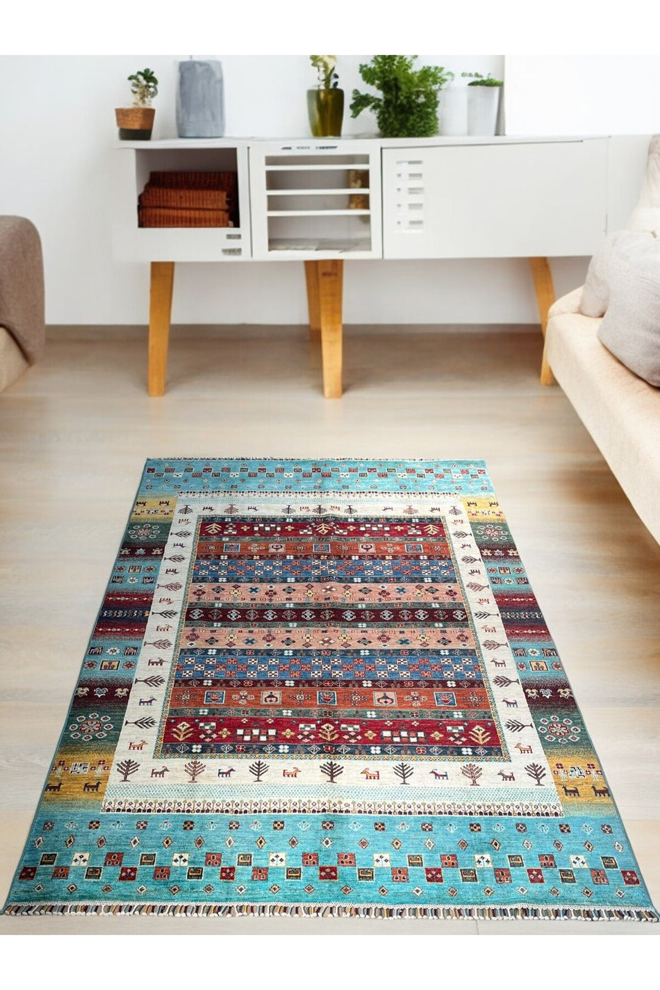 Sirvan Handwoven Afghan Usak Carpet - 296x209 - MALLTURK