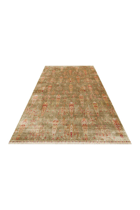 Eko Hali Zara ZR 08 Green Autumn is a special loom rug shaped by the intensive handiwork of women from Usak. - MALLTURK