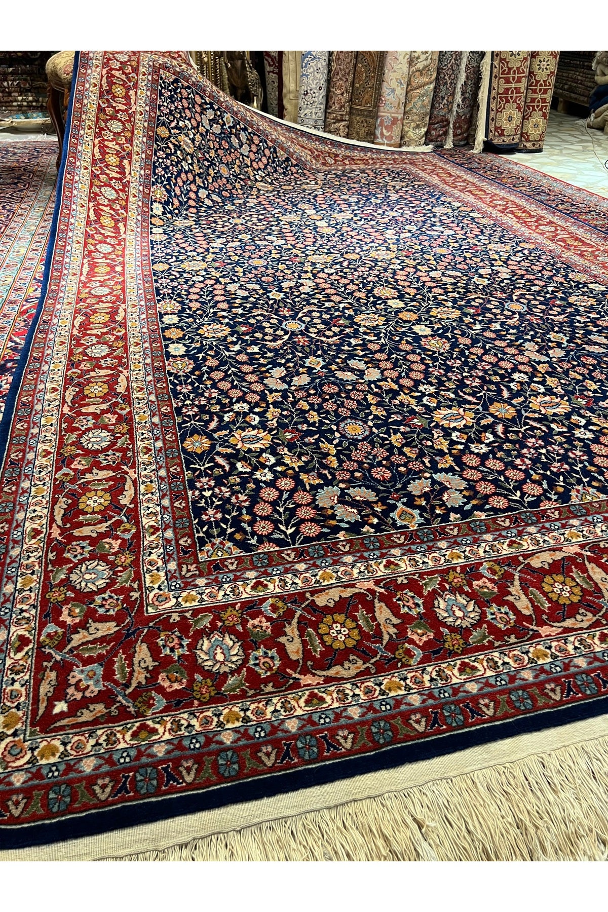 RD RAMAZAN DAG Hand Rug Art Hand-Woven Turkey Hereke Rug Signed Seven Mountains Flower Design Collector Piece Size 320x200 - MALLTURK