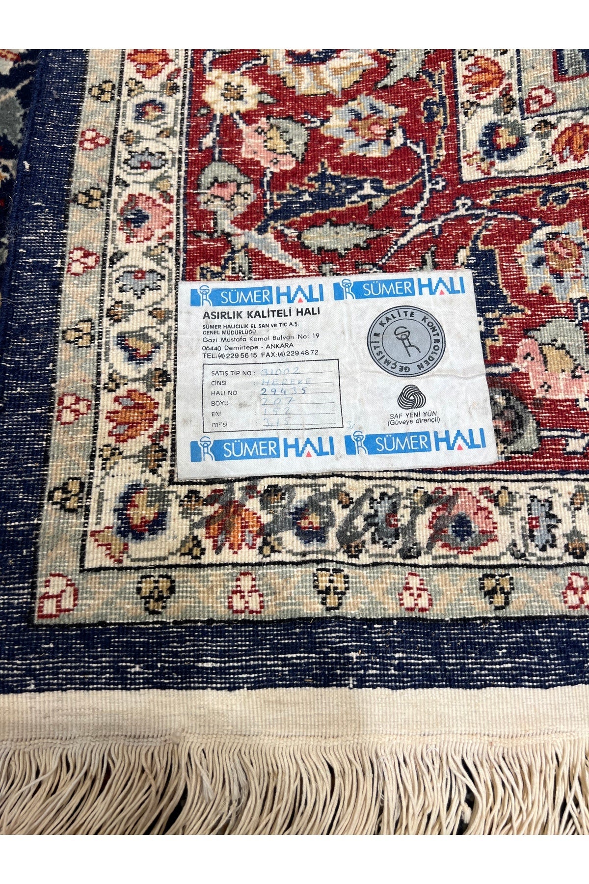 RD RAMAZAN DAG Hand Rug Art Hand-Woven Sumerbank Hereke Rug 100.Anniversary Series Seven Mountains Flower Design Size 207x1.53 - MALLTURK