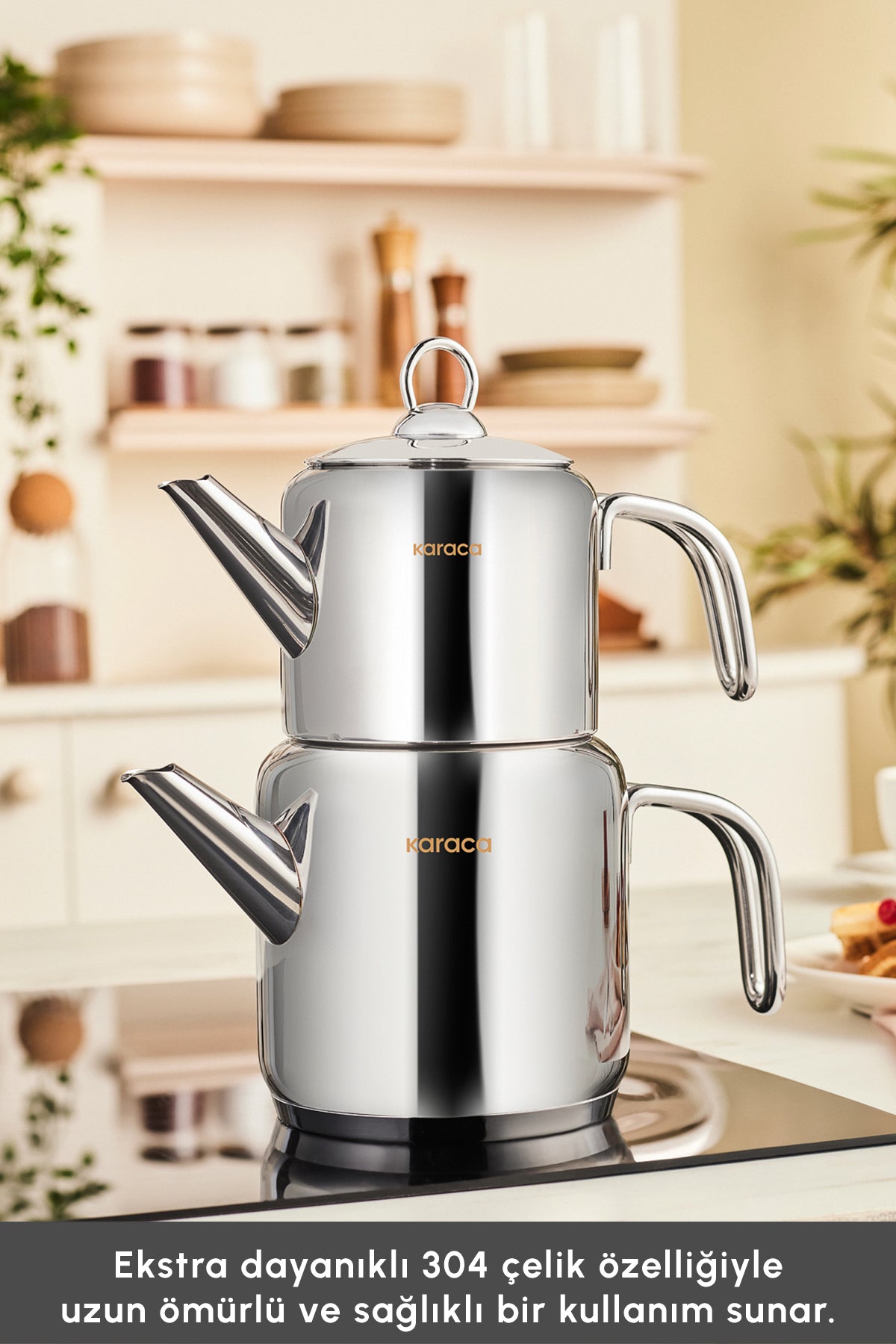 Karaca New Mani Midi Size induction Base Teapot Set - MALLTURK