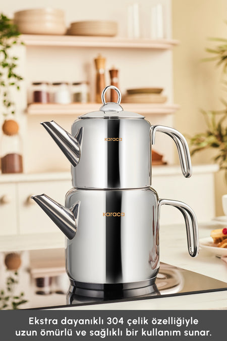 Karaca New Mani Midi Size induction Base Teapot Set - MALLTURK