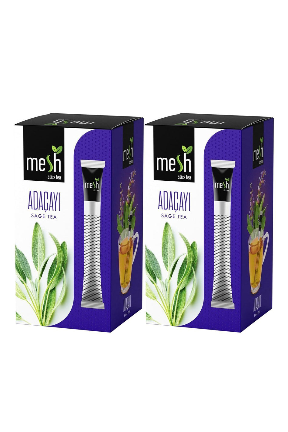 Mesh Stick Sage Herbal Tea, 100% Natural, Additive-Free, 2 Packs in One