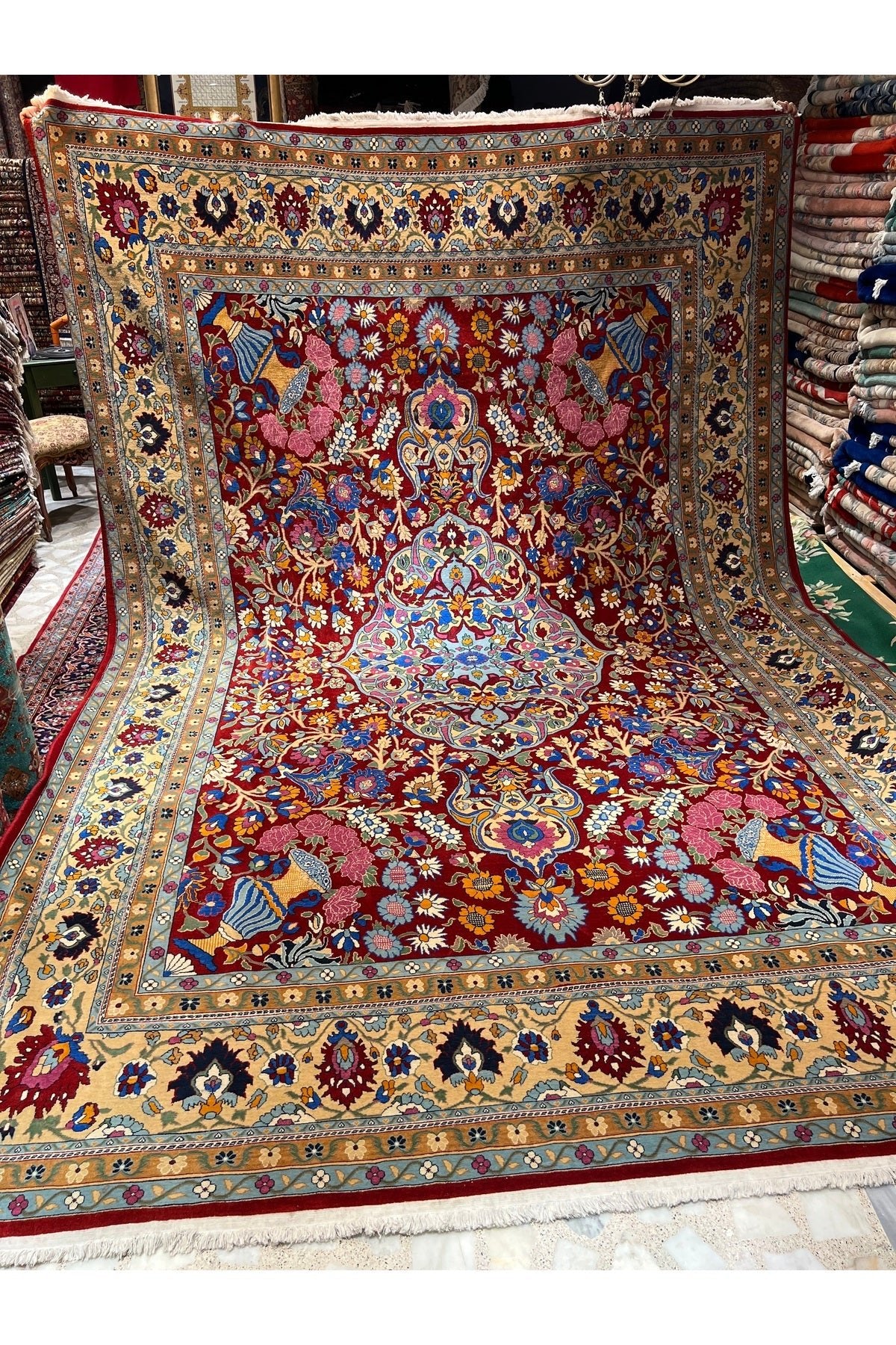 RD RAMAZAN DAG Hand Rug Art Hand-Woven Duruder Hereke Rug Rengarenk Collector Piece Size 430x300 - MALLTURK