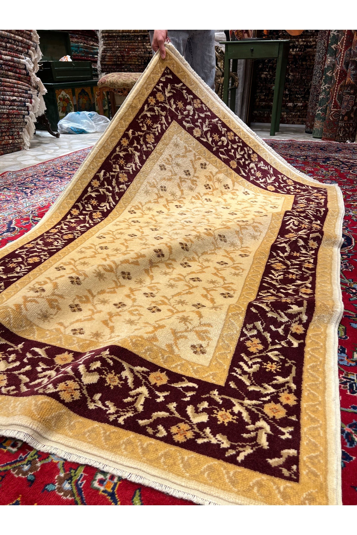 RD RAMAZAN DAG Hand Rug Art Hand-Woven Usak Rug Size 180x120 - MALLTURK