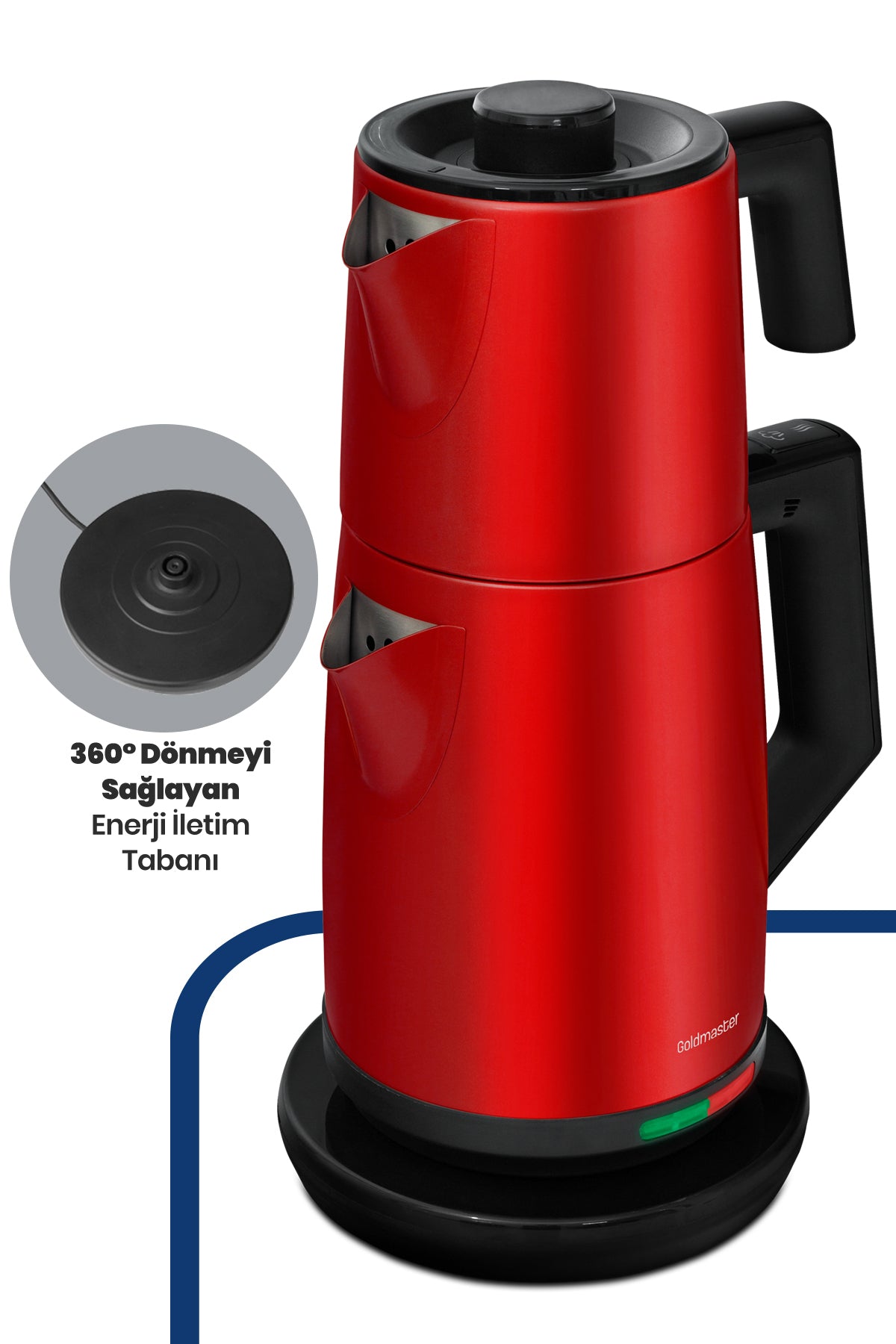 GoldMaster Acacia Red XL 2200 Watt Patented Drip-Free Design Stainless Steel Tea Maker and Water Kettle - MALLTURK