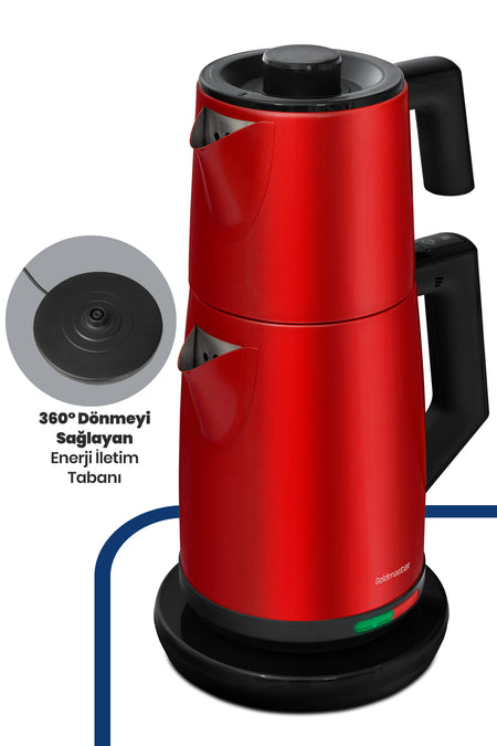 GoldMaster Acacia Red XL 2200 Watt Patented Drip-Free Design Stainless Steel Tea Maker and Water Kettle - MALLTURK