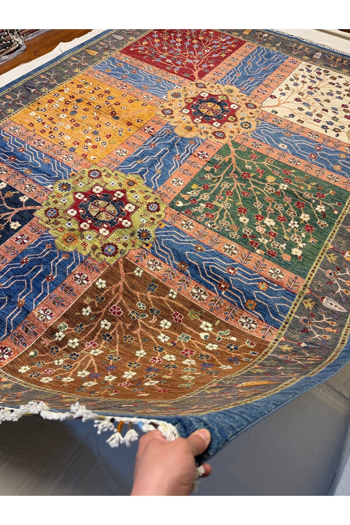 Afgan Rug Hand-Woven 100% Wool AGAC HAYATI Design Natural Dye Elsanat Eseri with Harike Renkler - MALLTURK