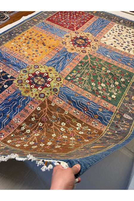 Afgan Rug Hand-Woven 100% Wool AGAC HAYATI Design Natural Dye Elsanat Eseri with Harike Renkler - MALLTURK
