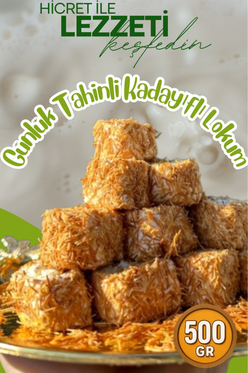 Hicret kuruyemis gunluk tahinli Kadayif Turkish Delight 500 g - MALLTURK