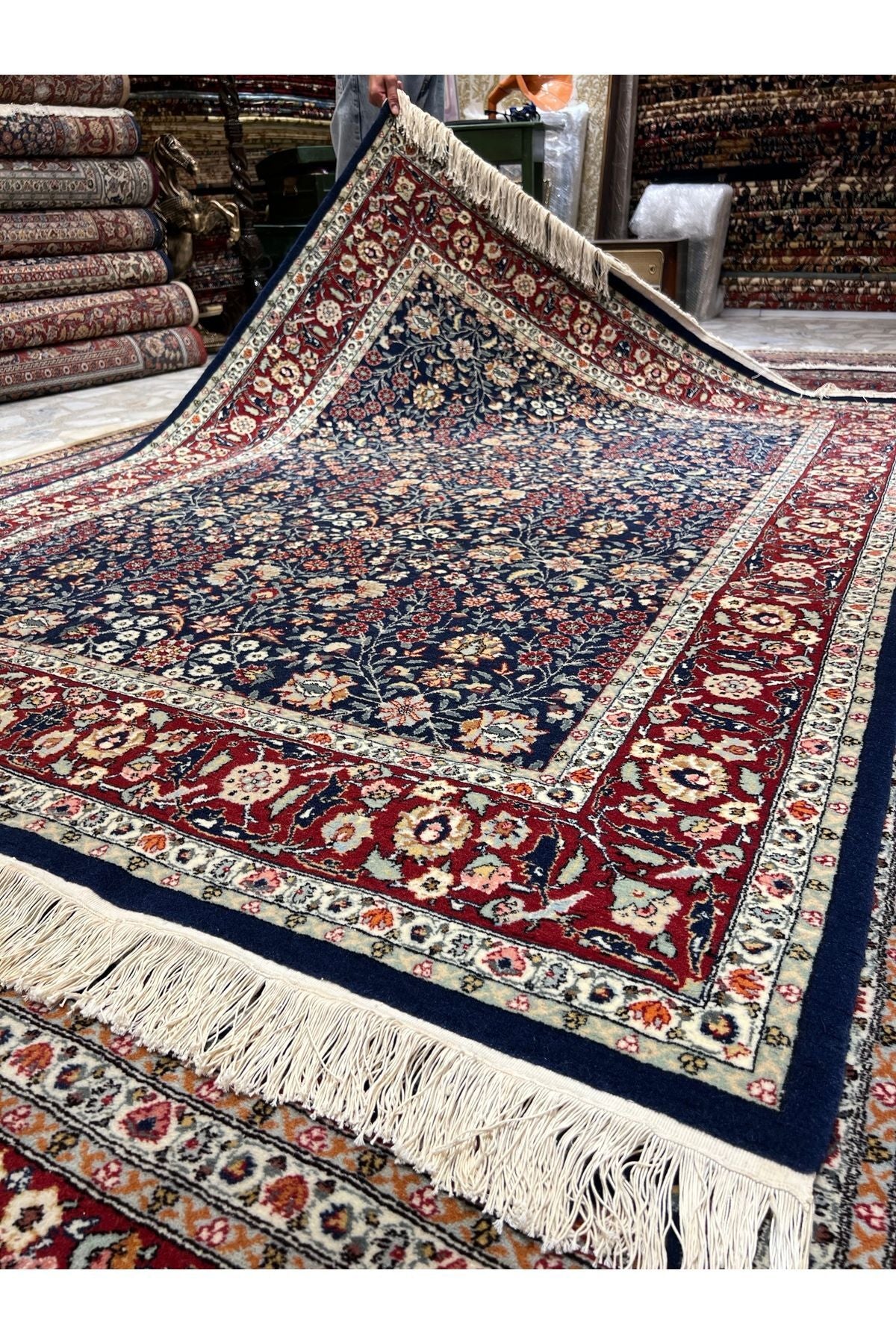 RD RAMAZAN DAG Hand Rug Art Hand-Woven Hereke Rug 100.Anniversary Series Signed Seven Mountains Flower 210x152 - MALLTURK