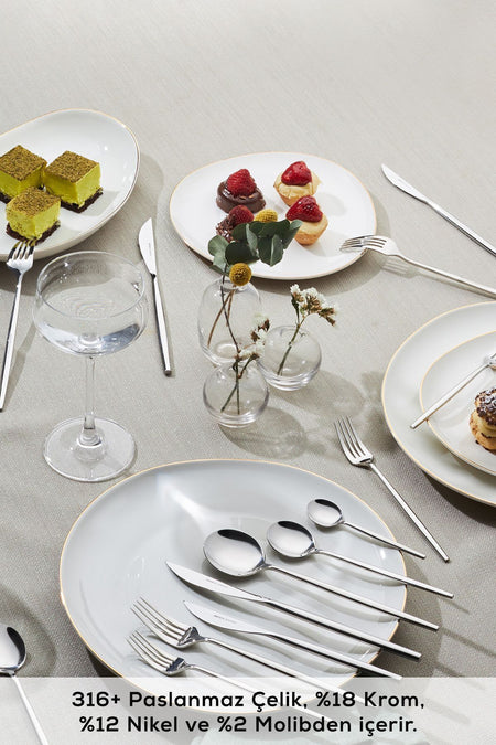 Karaca mild 316 Steel 84 Piece 12 Place Setting premium Flatware Set - MALLTURK