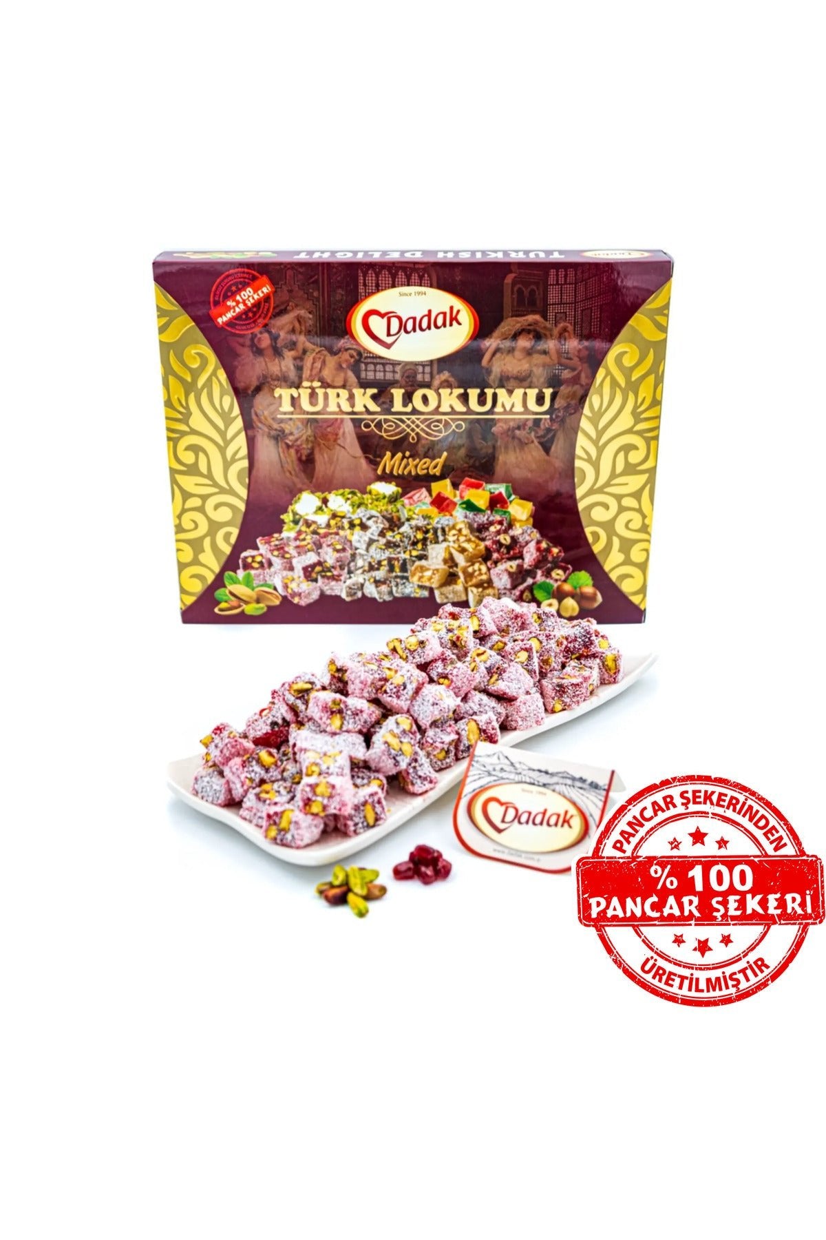 Dadak Turkish Delight and kuruyemis Pomegranate Flavored Flavored Pistachio Mini Turkish Delight 1 kg - MALLTURK