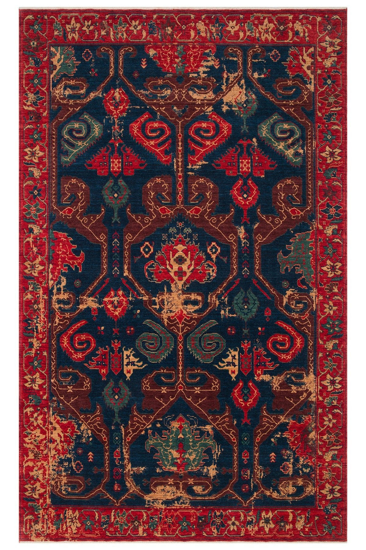 Eko Rug EKO Rug KADIM KDM05 RED VINTAGEEtnik Desenlere Featuring New Zealand Wool with Woven Special Loom Rug - MALLTURK