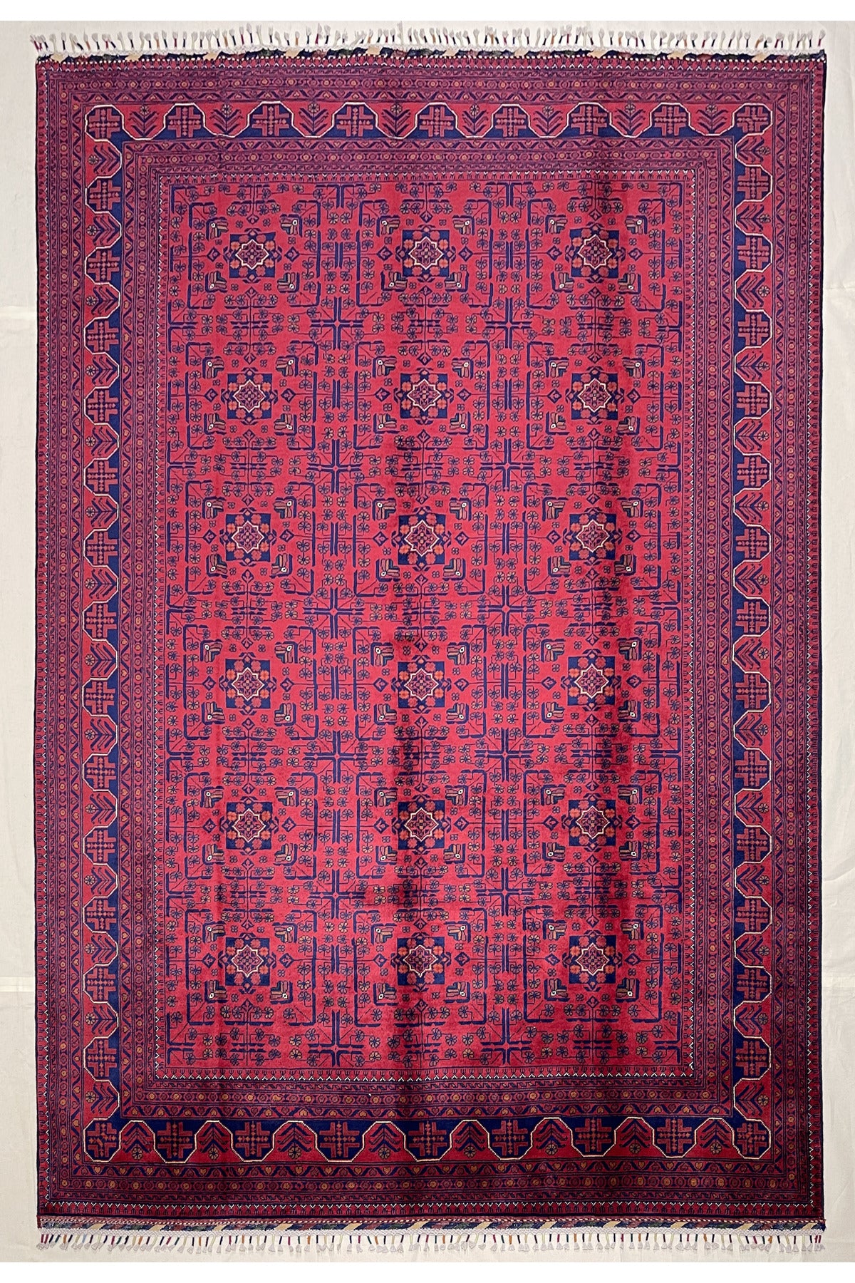 Afghan Rug Hand-Woven 6 Meter 100% Wool Natural Dye Handicraft ile Harika Yildiz Design