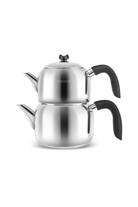 Karaca Laris Mini size induction Base Teapot Set, Black - MALLTURK