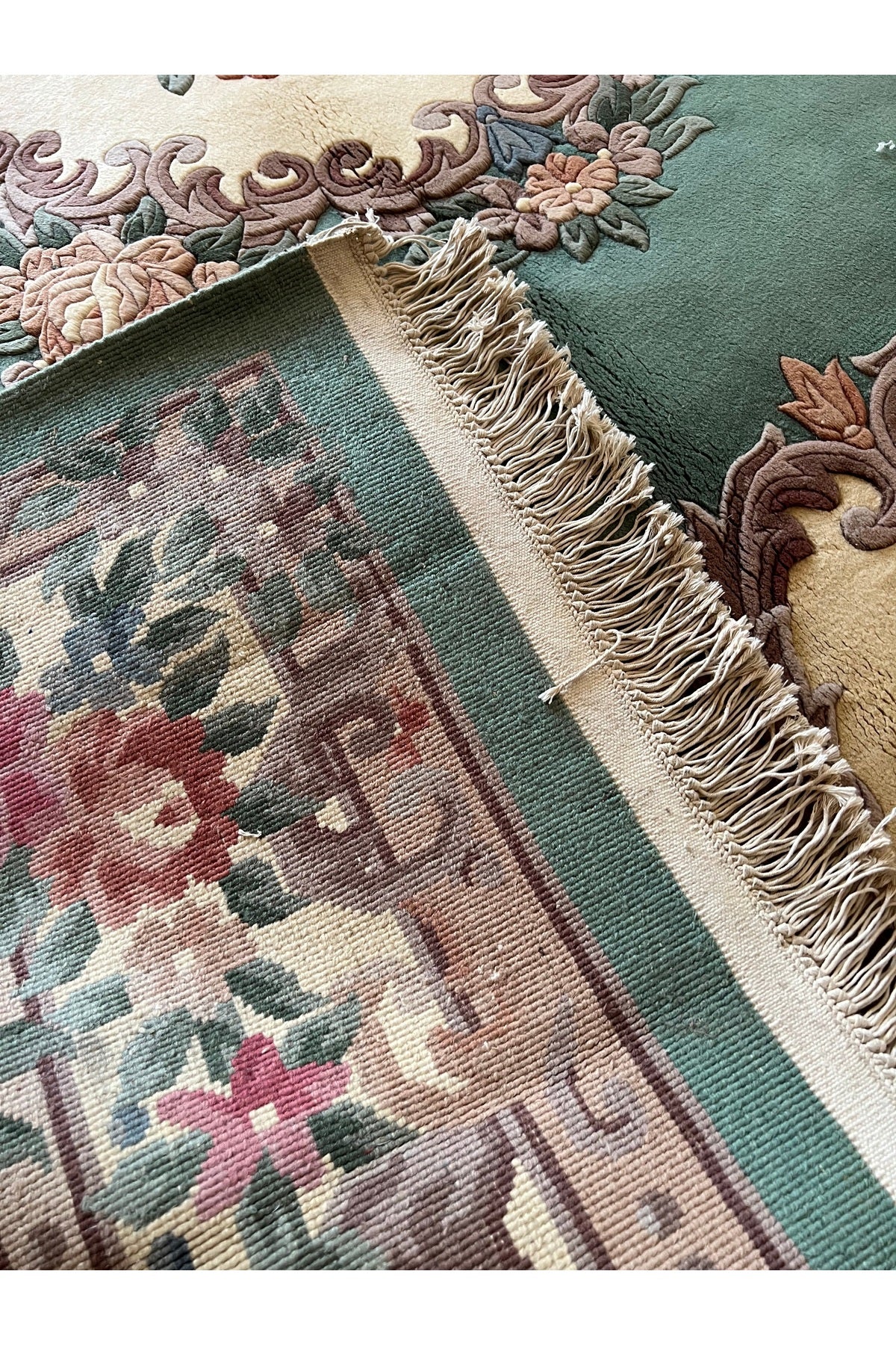RD RAMAZAN DAG Hand Rug Art Hand-Woven Embossed Chinese Rug Premium Quality Green Color Size 250x250 - MALLTURK