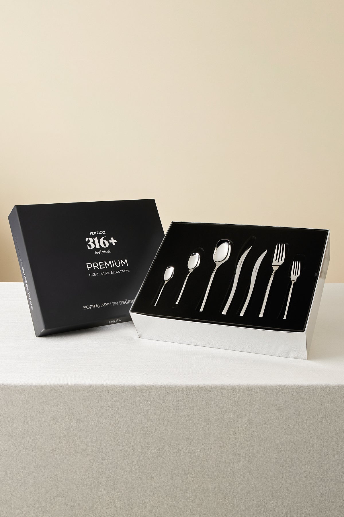 Karaca dora 316 Steel 84 Piece 12 Place Setting premium Flatware Set Boxed - MALLTURK
