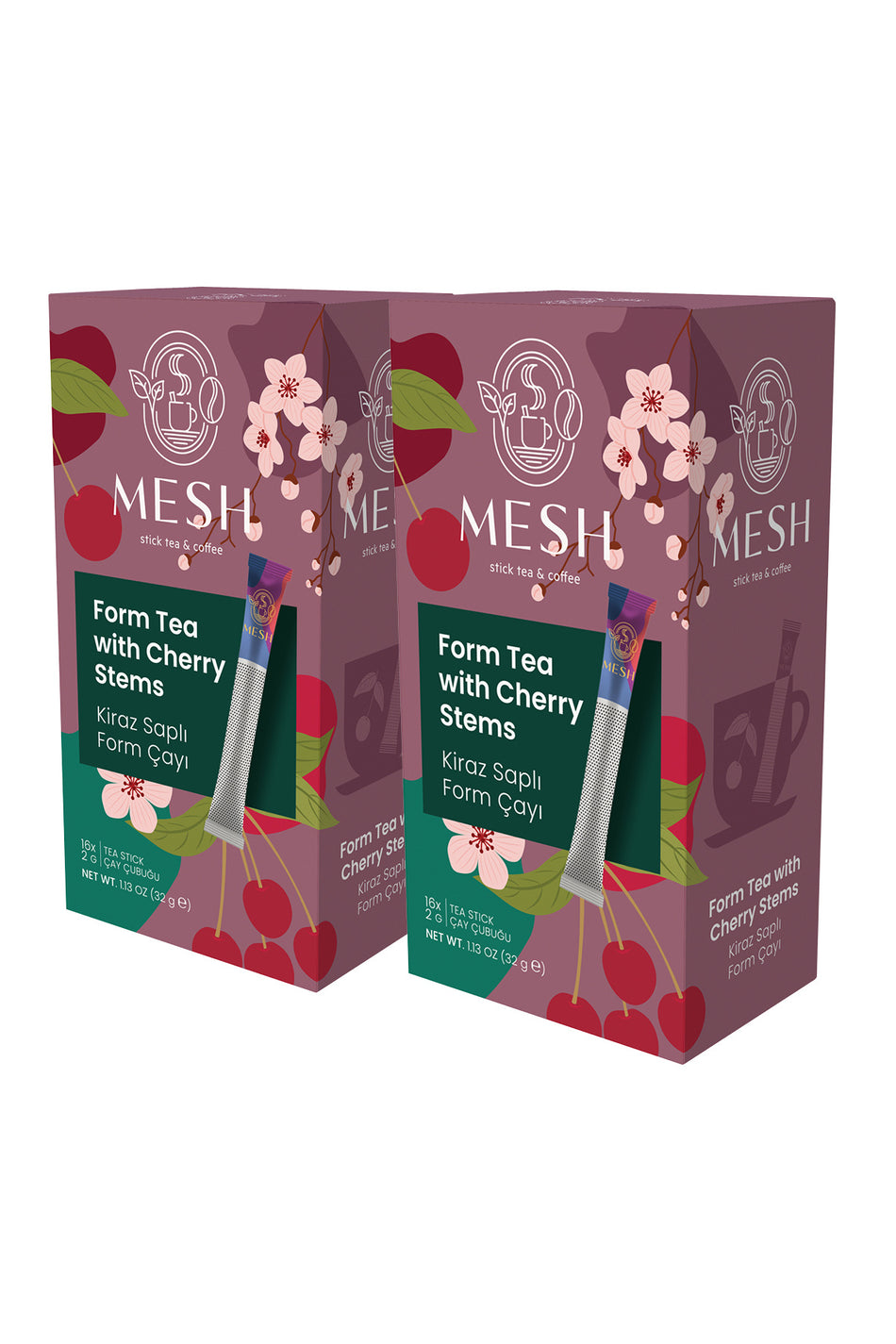 Mesh Stick Cherry Stem Formula Tea, 2 Packs in 1