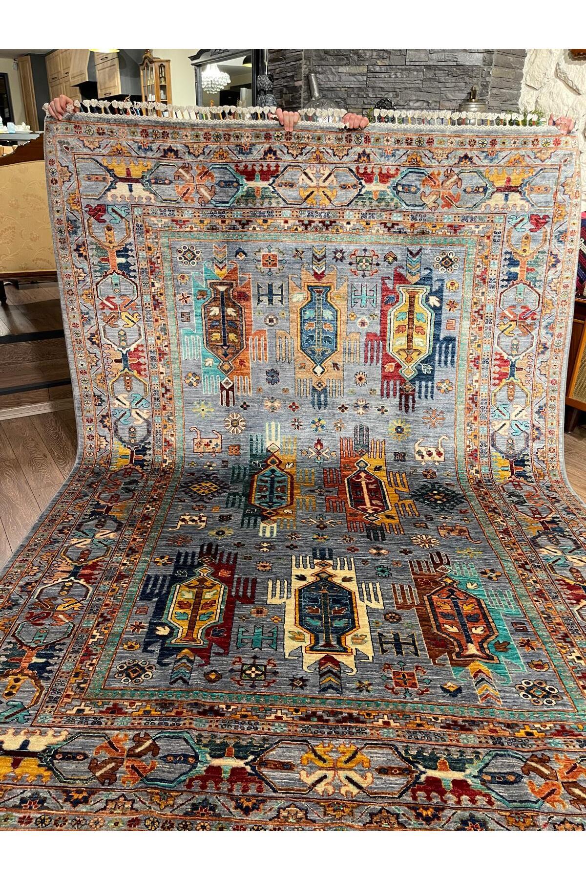 Rustikev Hand-Woven Afgan Wool Vezir Rug - MALLTURK