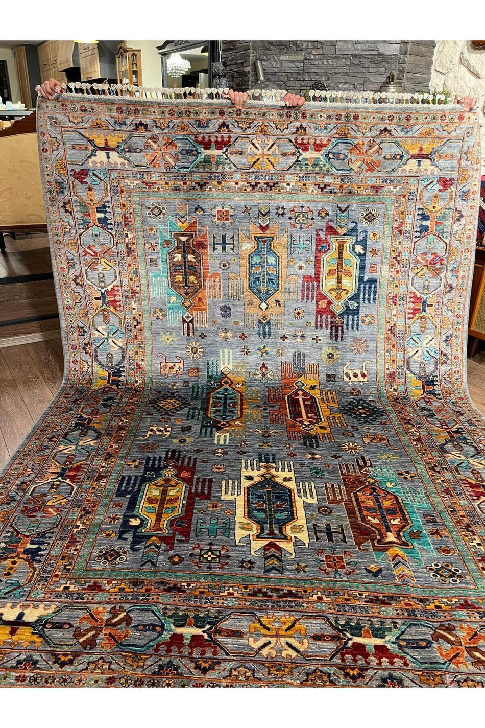 Rustikev Hand-Woven Afgan Wool Vezir Rug