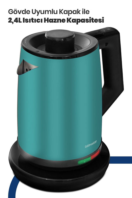 GoldMaster Acacia Green XL 2200 Watt Patented Drip-Free Design Stainless Steel Tea Maker and Water Kettle - MALLTURK