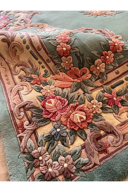 RD RAMAZAN DAG Hand Rug Art Hand-Woven Embossed Chinese Rug Premium Quality Green Color Size 250x250 - MALLTURK