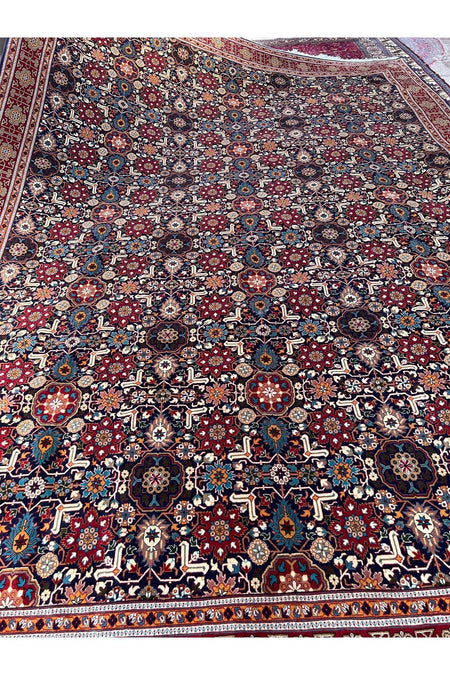 RD RAMAZAN DAG Hand Rug Art Hand-Woven Sumerbank Hereke Rug Premium Quality Kafkas Design Navy Color Size 417x300 - MALLTURK