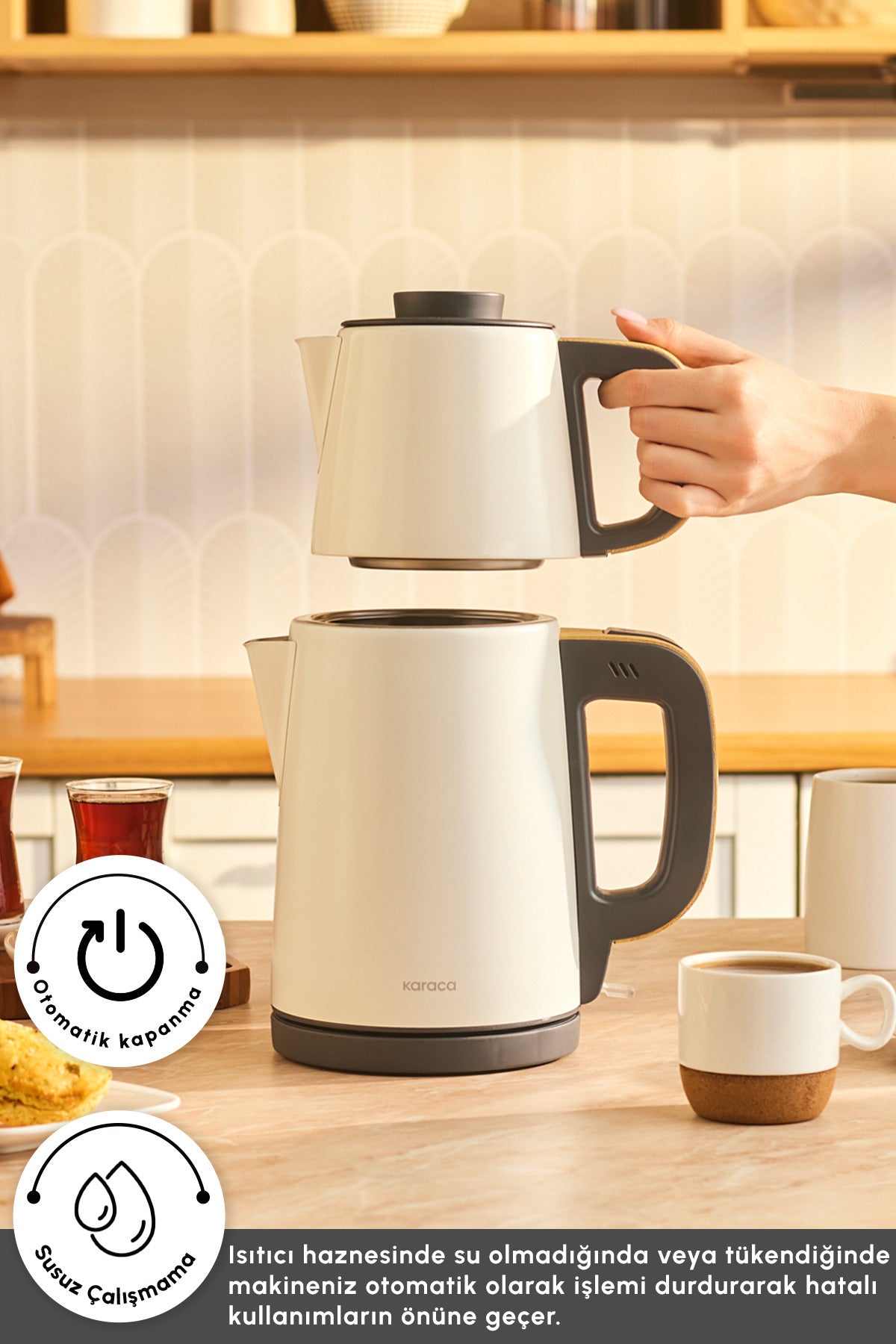 Karaca Tea Break 2 in 1 Stainless Steel Tea Maker Wood Craft - MALLTURK