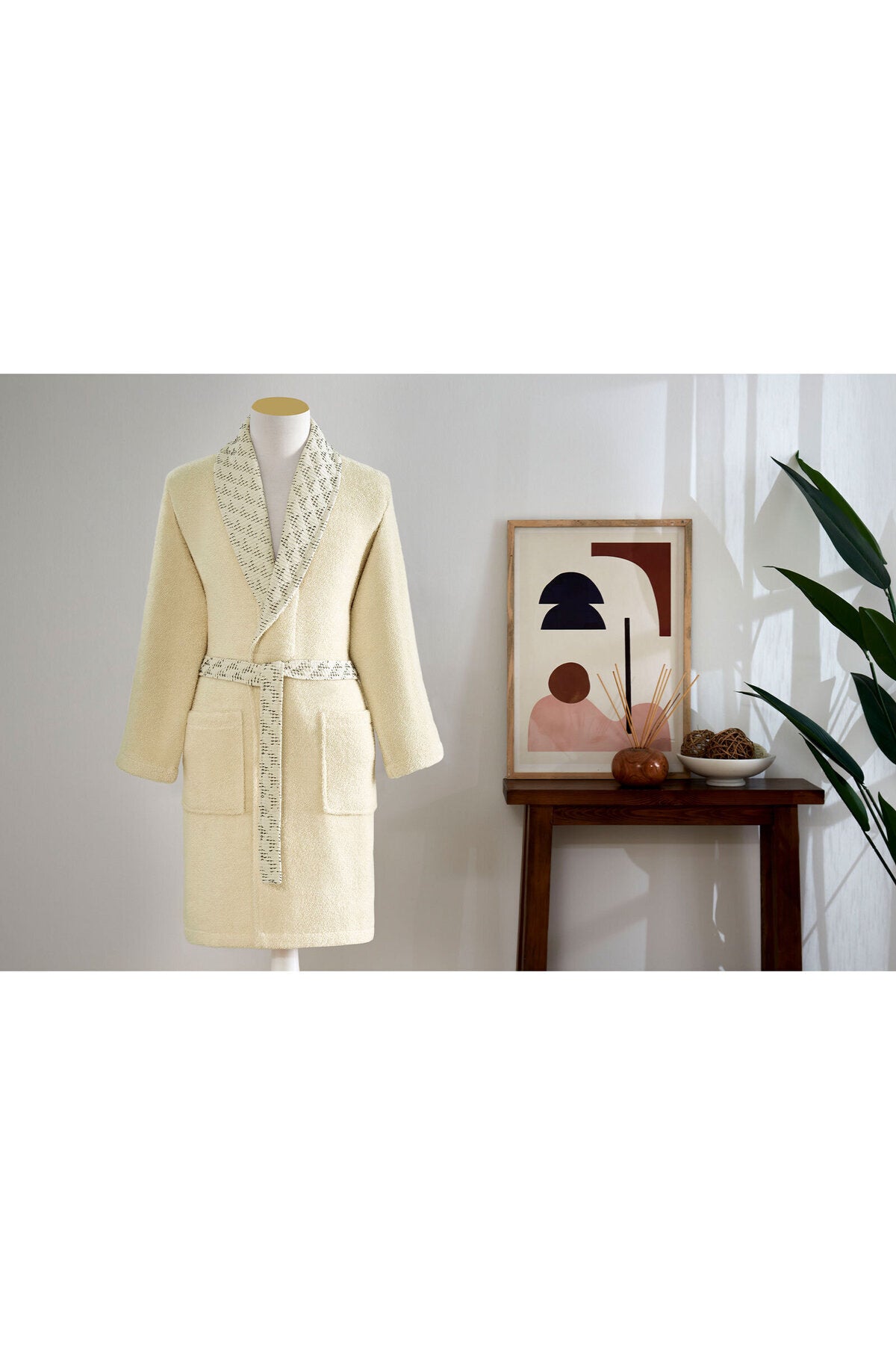 Ozdilek Diagonal Waffle Shawl Collar Bathrobe - MALLTURK