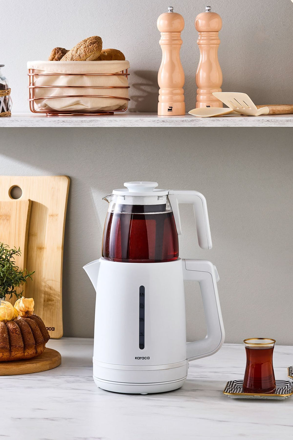 Karaca Tea Grande XL Tea Maker Pearl White - MALLTURK