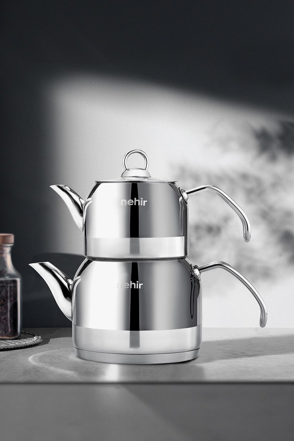 Nehir Lotus Midi Medium Size Stainless Steel 1.0-1.9 Lt. Teapot Set - MALLTURK