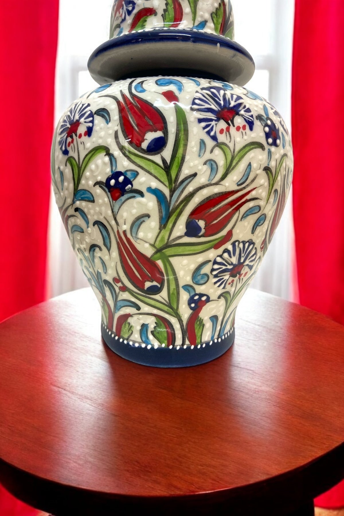STORESZA 30cm Handmade Kutahya Ceramic Shah Cube Vase – Blue - MALLTURK