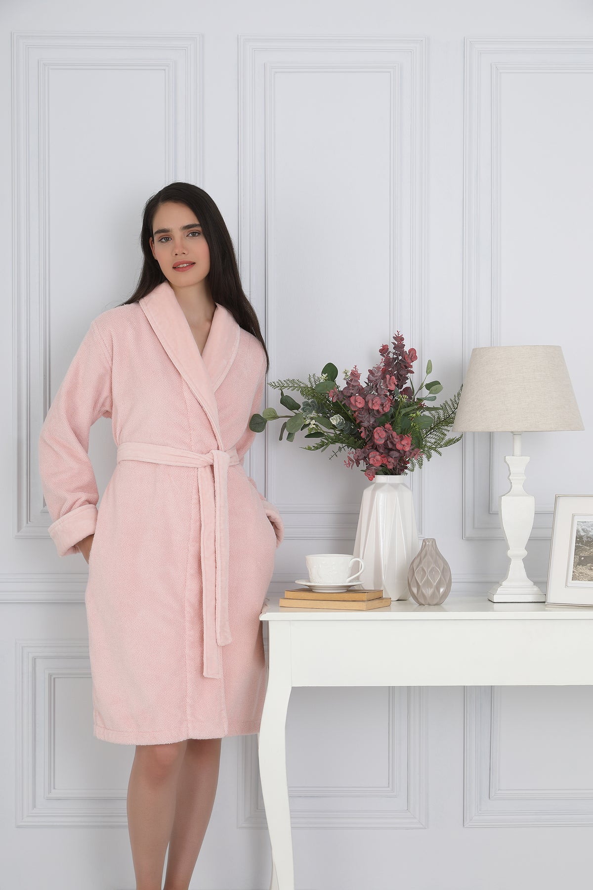 Ozdilek Sadem Organic Acacia Shawl Collar Bathrobe - MALLTURK