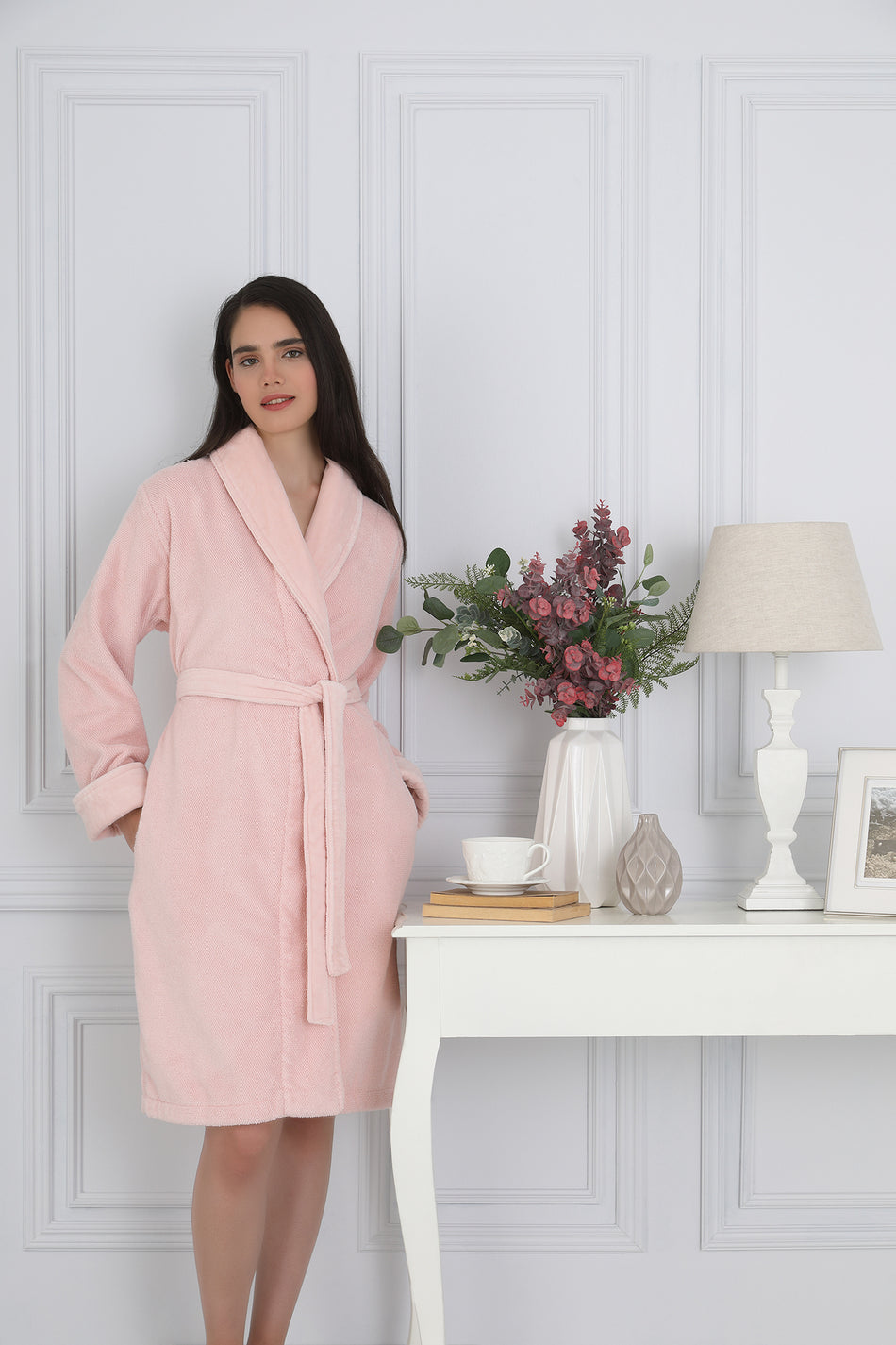 Ozdilek Sadem Organic Acacia Shawl Collar Bathrobe - MALLTURK