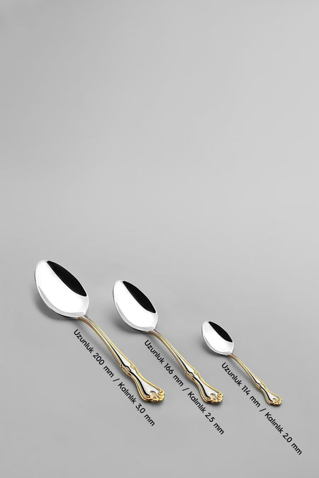 Nehir lalezar altin Plain 6 Place Setting 30 Piece Boxed Fork Spoon Set - MALLTURK