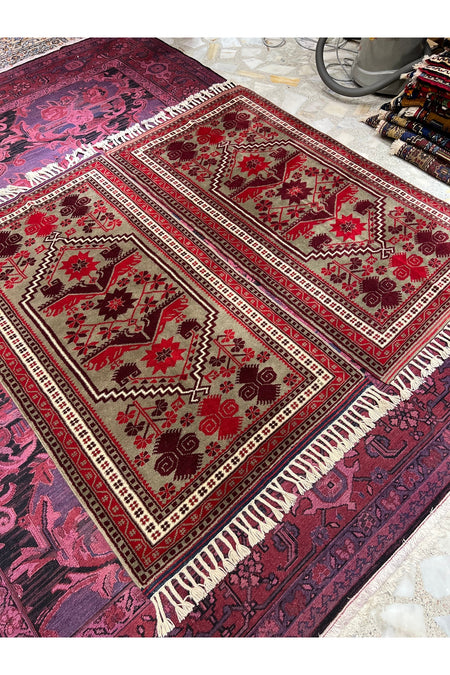 RD RAMAZAN DAG Hand Rug Art Hand-Woven Yagcibedir Rug Wool Fringe with Kirman Wool Woven Size 160x90..