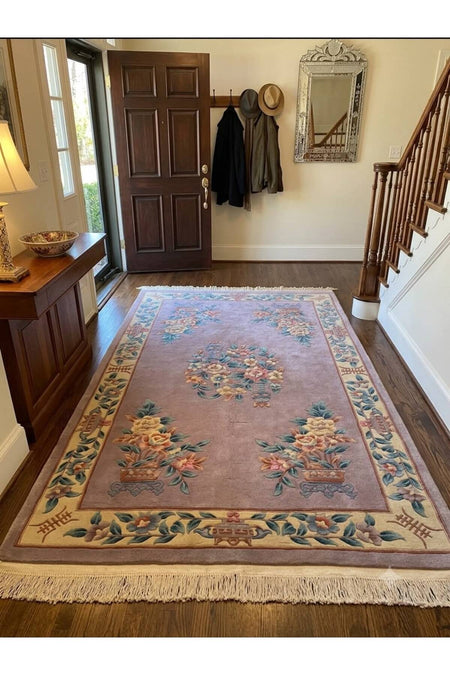 RD RAMAZAN DAG Hand Rug Art Hand-Woven Embossed Chinese Rug Premium Quality Wool Weave Lila Rengi Size 250x155