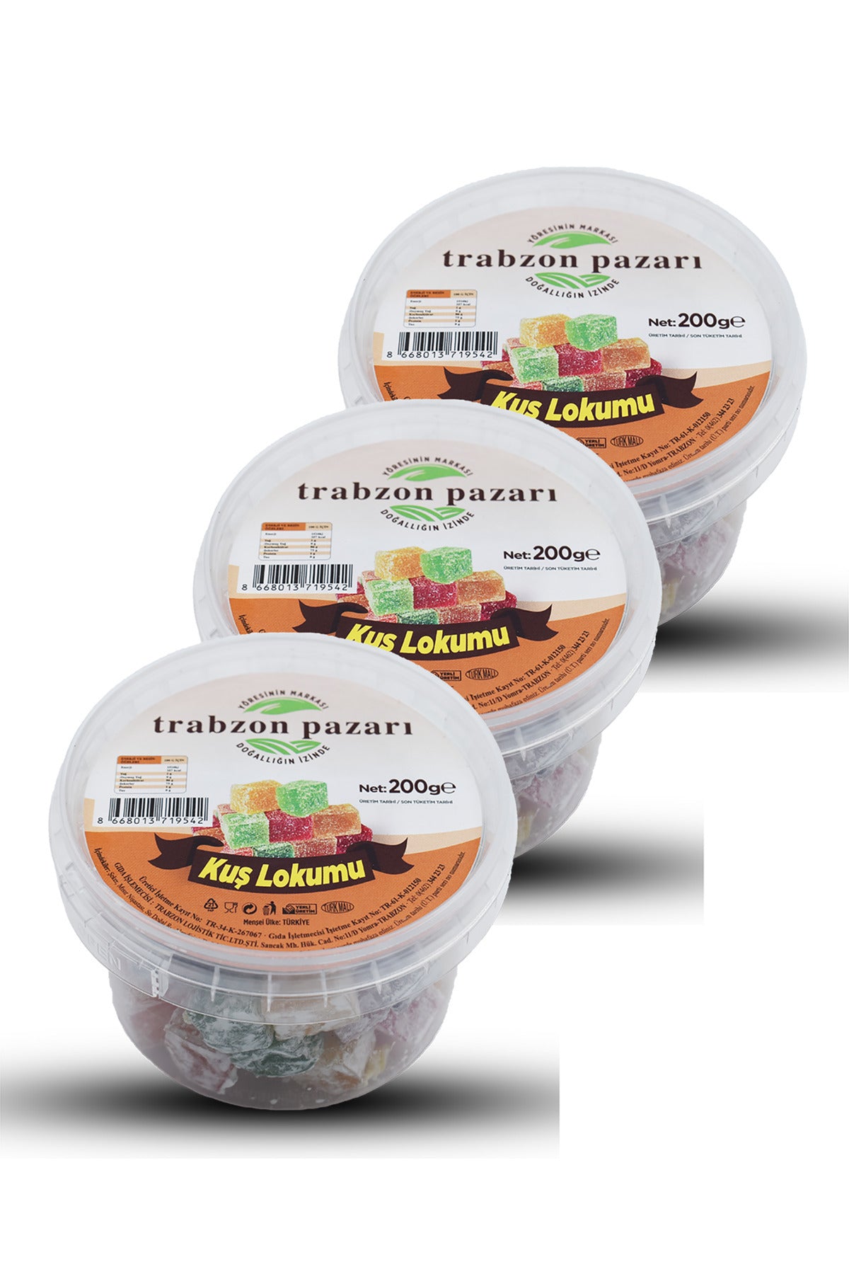 TRABZON PAZARI Fruit Flavored Mini Turkish Delight 3x200 g - MALLTURK