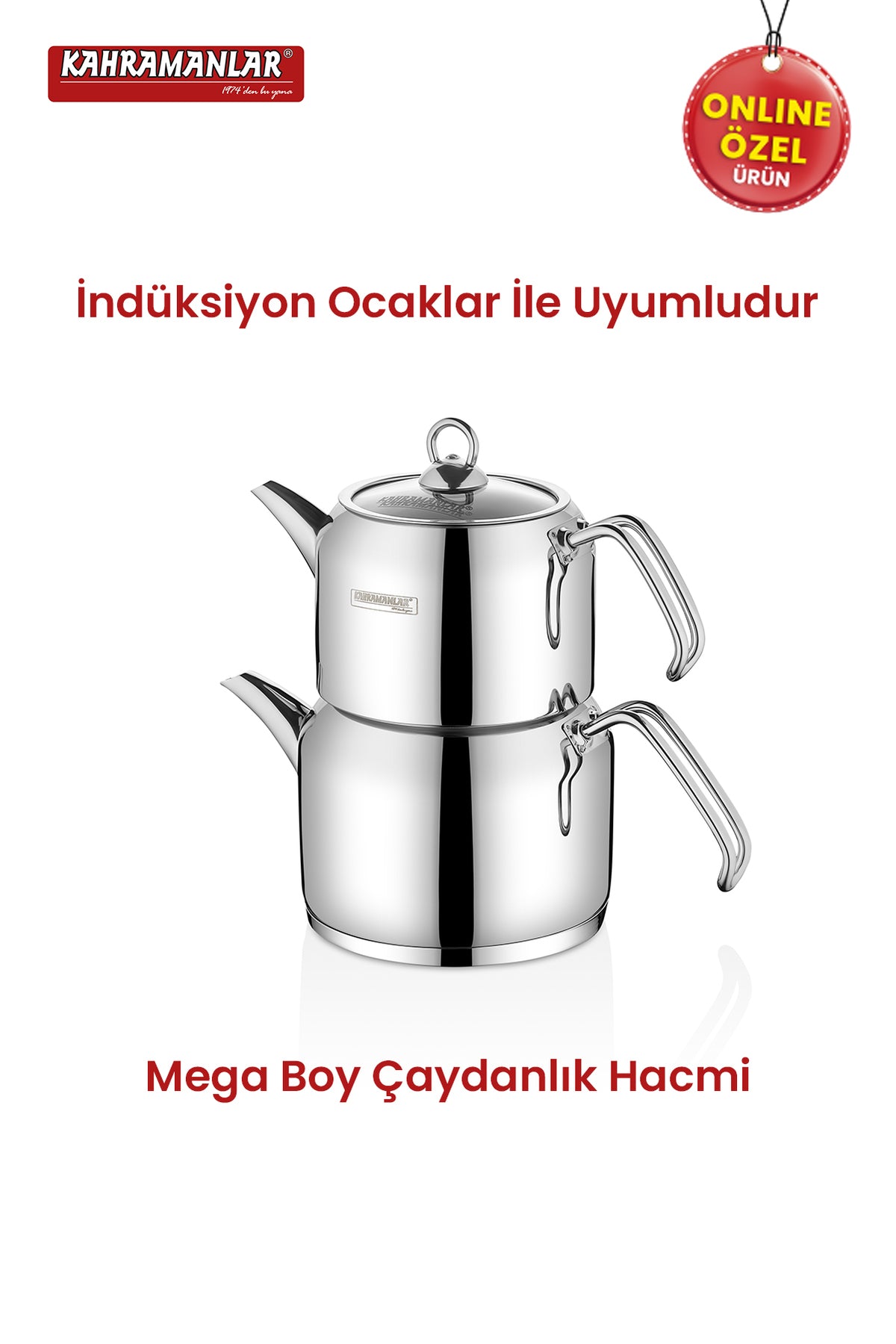 Kahramanlar Deluxe Mega Size Platinum 4-Piece Teapot Set - MALLTURK