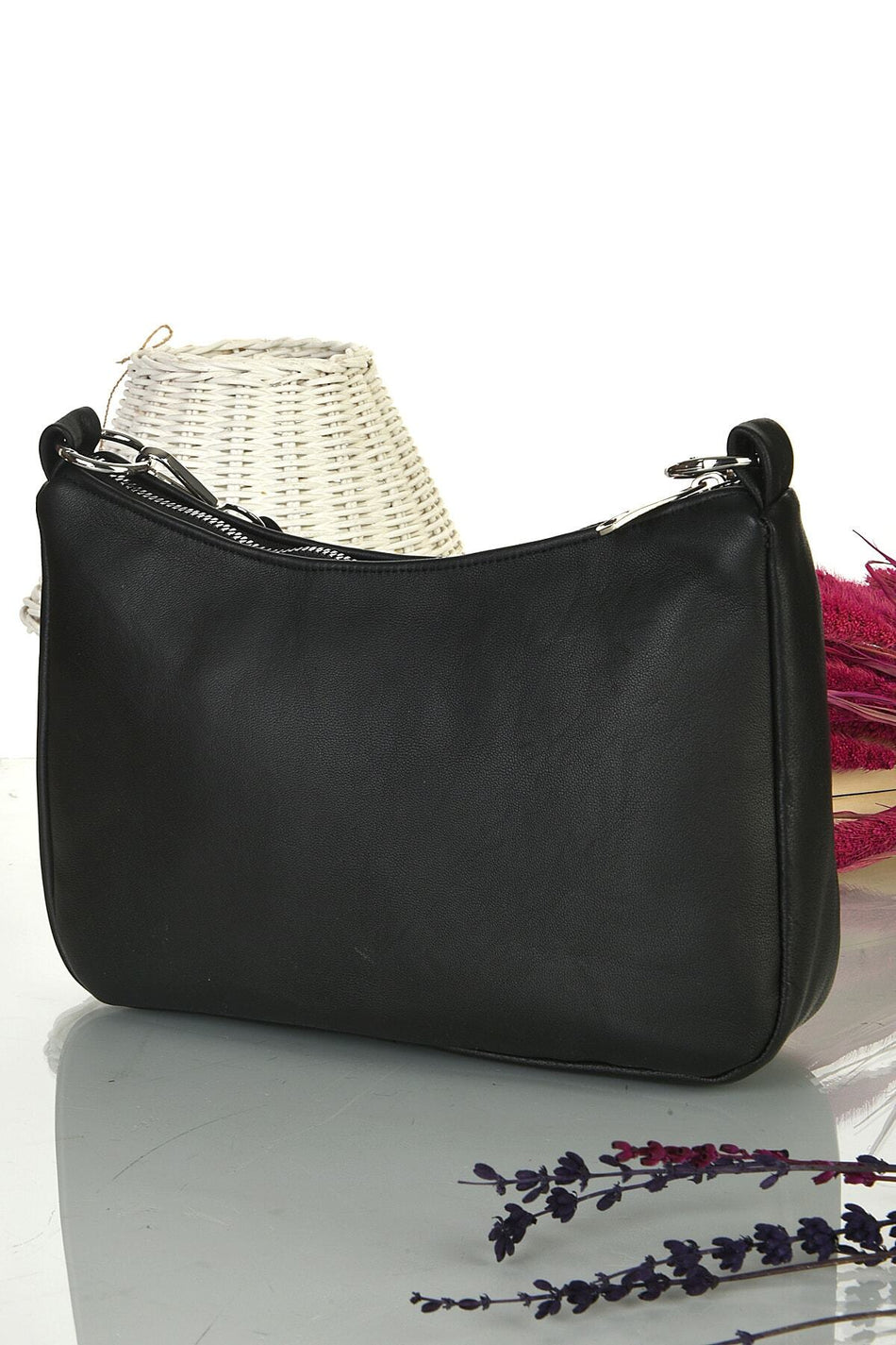 Fubileather Baguette Genuine Leather Shoulder Bag
