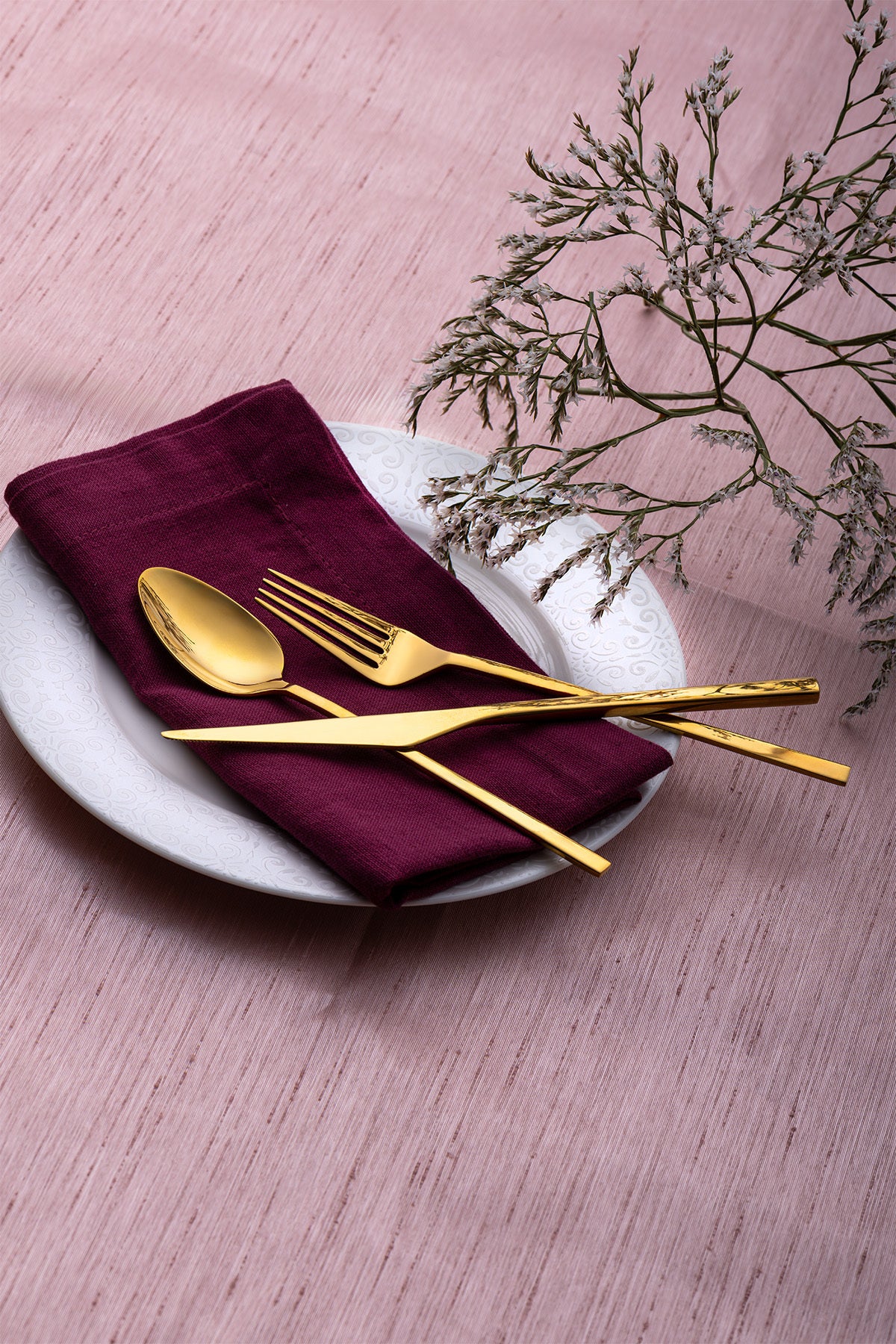 Emsan alba 18 Piece 6 Place Setting parlak gold tatli Boxed Flatware Set - MALLTURK