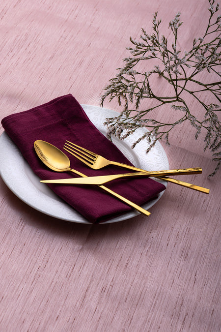 Emsan alba 18 Piece 6 Place Setting parlak gold tatli Boxed Flatware Set - MALLTURK