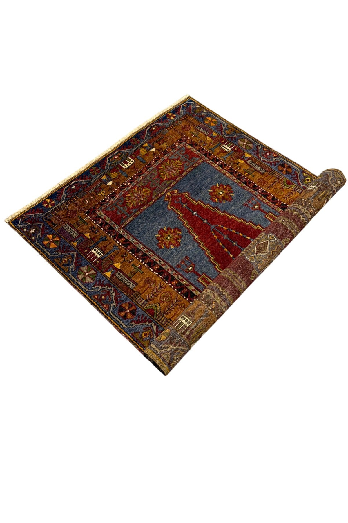 BURAK Rug Hand-Woven Collectible Antique Mihrapli Yahyali Rug 107x190 Natural Dye %100 Wool - MALLTURK
