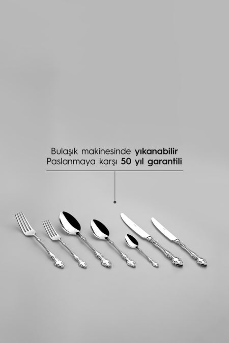 Nehir adriana Plain 12 Place Setting 84 Piece Boxed Flatware Set - MALLTURK