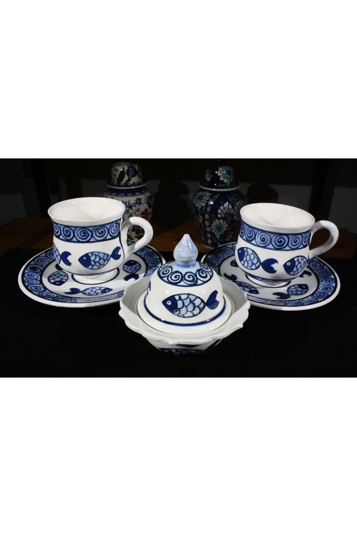 Cini Evi Carp Motif Ceramic Coffee Set - MALLTURK
