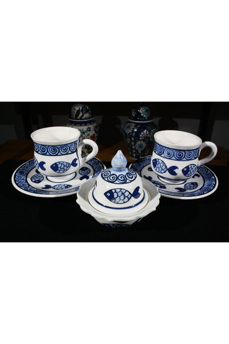 Cini Evi Carp Motif Ceramic Coffee Set - MALLTURK