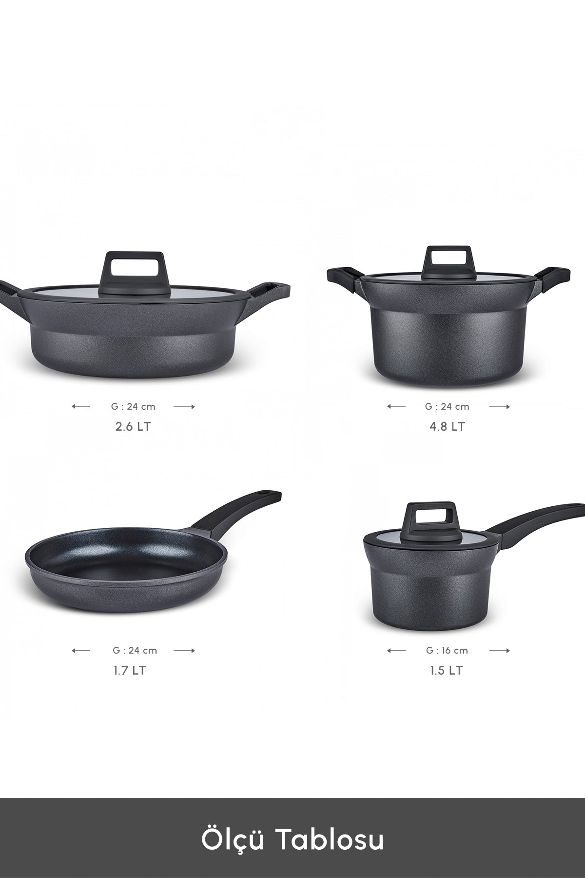 Karaca Biodiamond Riga Cast Induction Compatible Silikon Tutacak Hediyeli 7 Piece Cookware Set