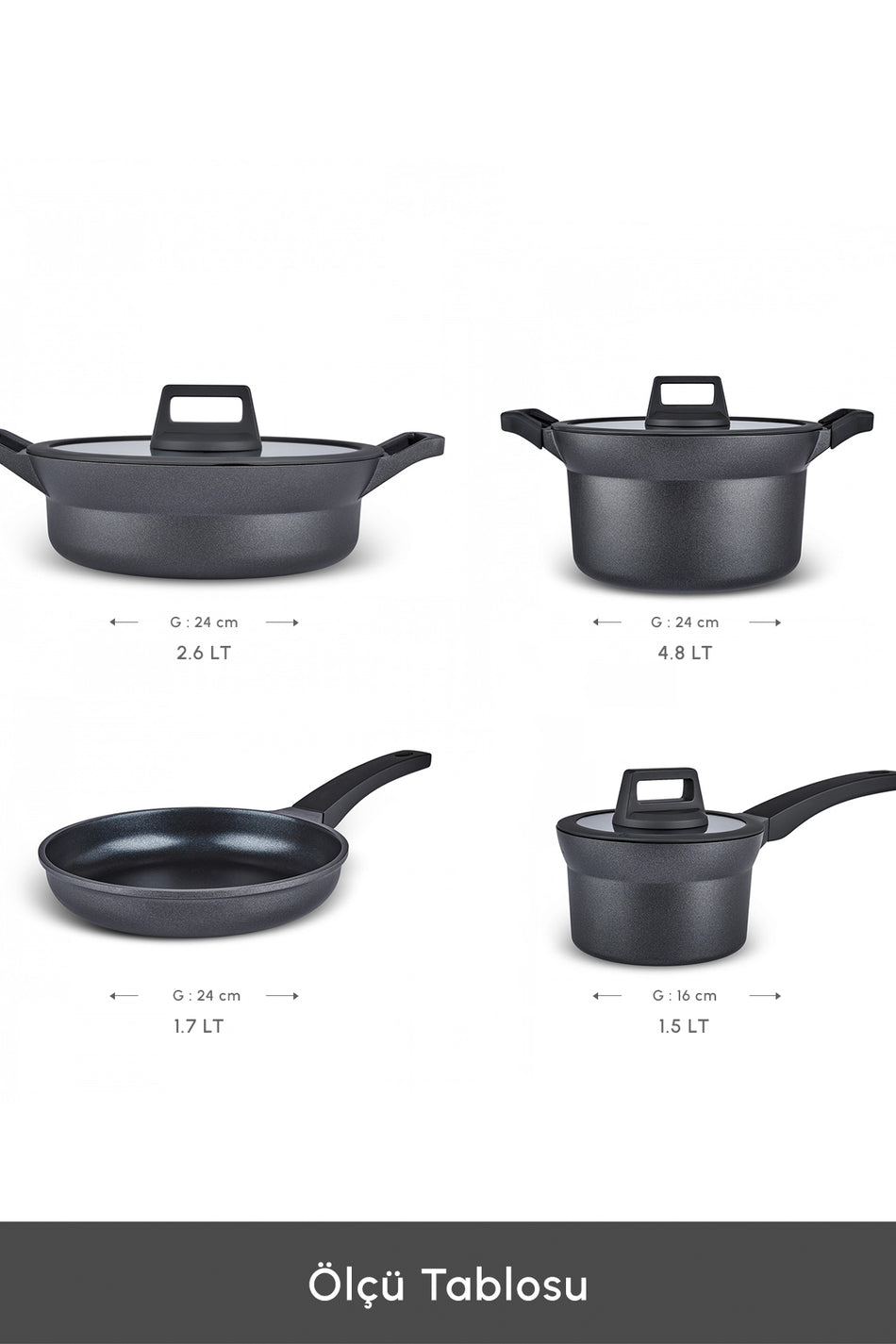 Karaca Biodiamond Riga Cast Induction Compatible Silikon Tutacak Hediyeli 7 Piece Cookware Set - MALLTURK