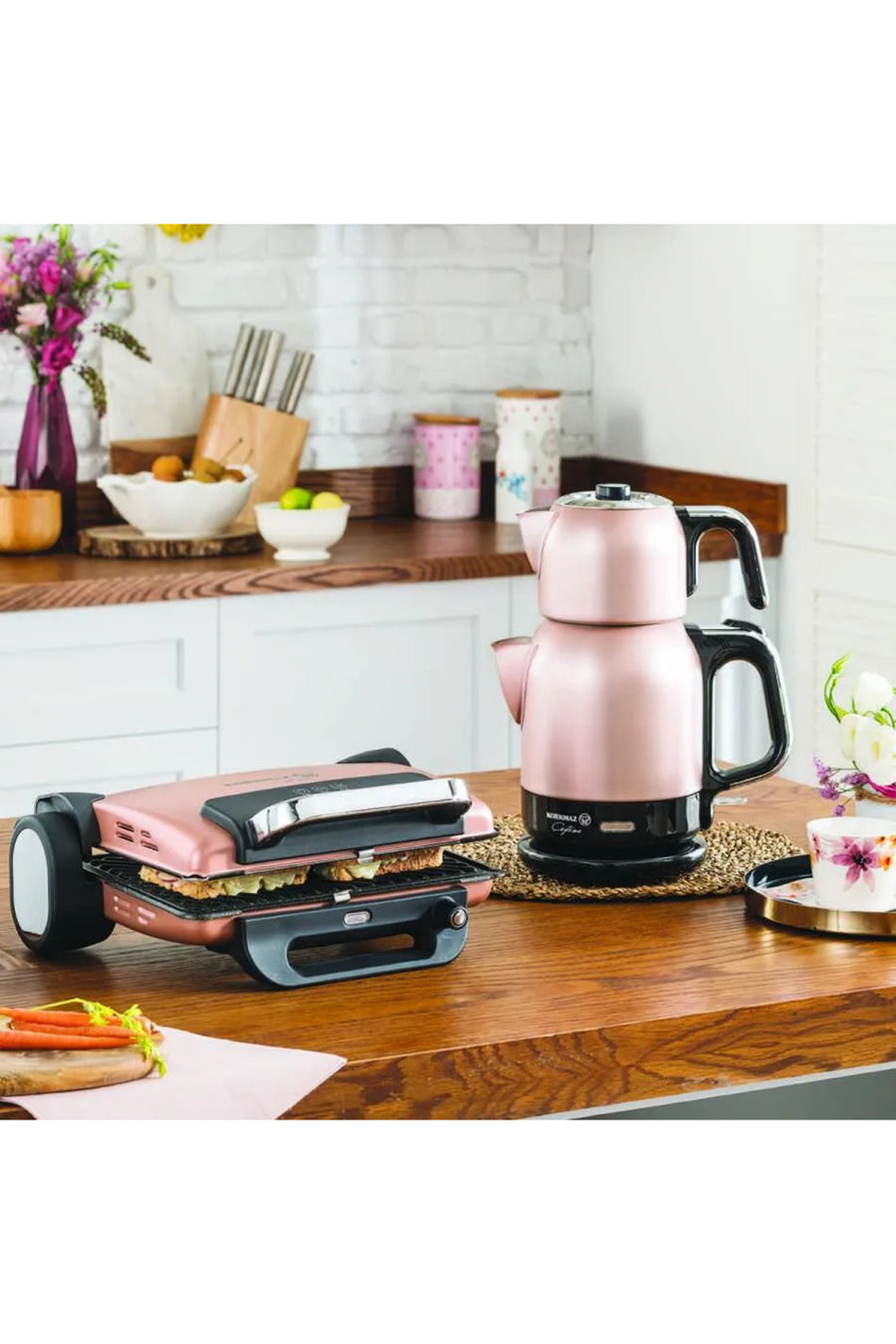 KORKMAZ caytema Rosagold Chrome Electric Kettle 1.7 lt A331-02 - MALLTURK